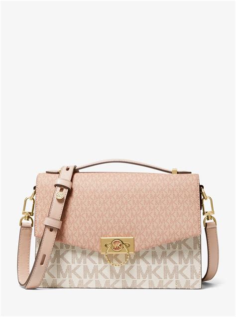 michael michael kors hendrix medium two-tone logo messenger bag|Hendrix Medium Two.